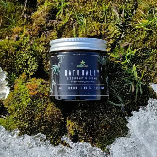 Konopny dezodorant męski w kremie HempKing mięta pieprzowa 65 g w naturalnej aranżacji na mchu